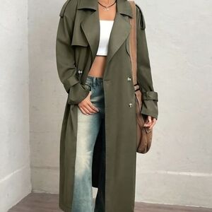 SHEIN Khaki Women's Trench Coat